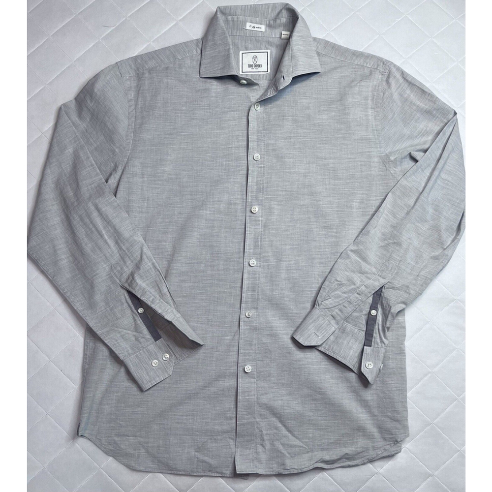 Todd Snyder Shirt Men Medium 16.5 34/35 Gray Long Sleeve Button Down 2-ply